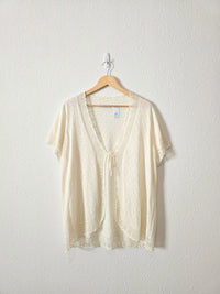 Vintage Tie Front Crochet Top (2X)