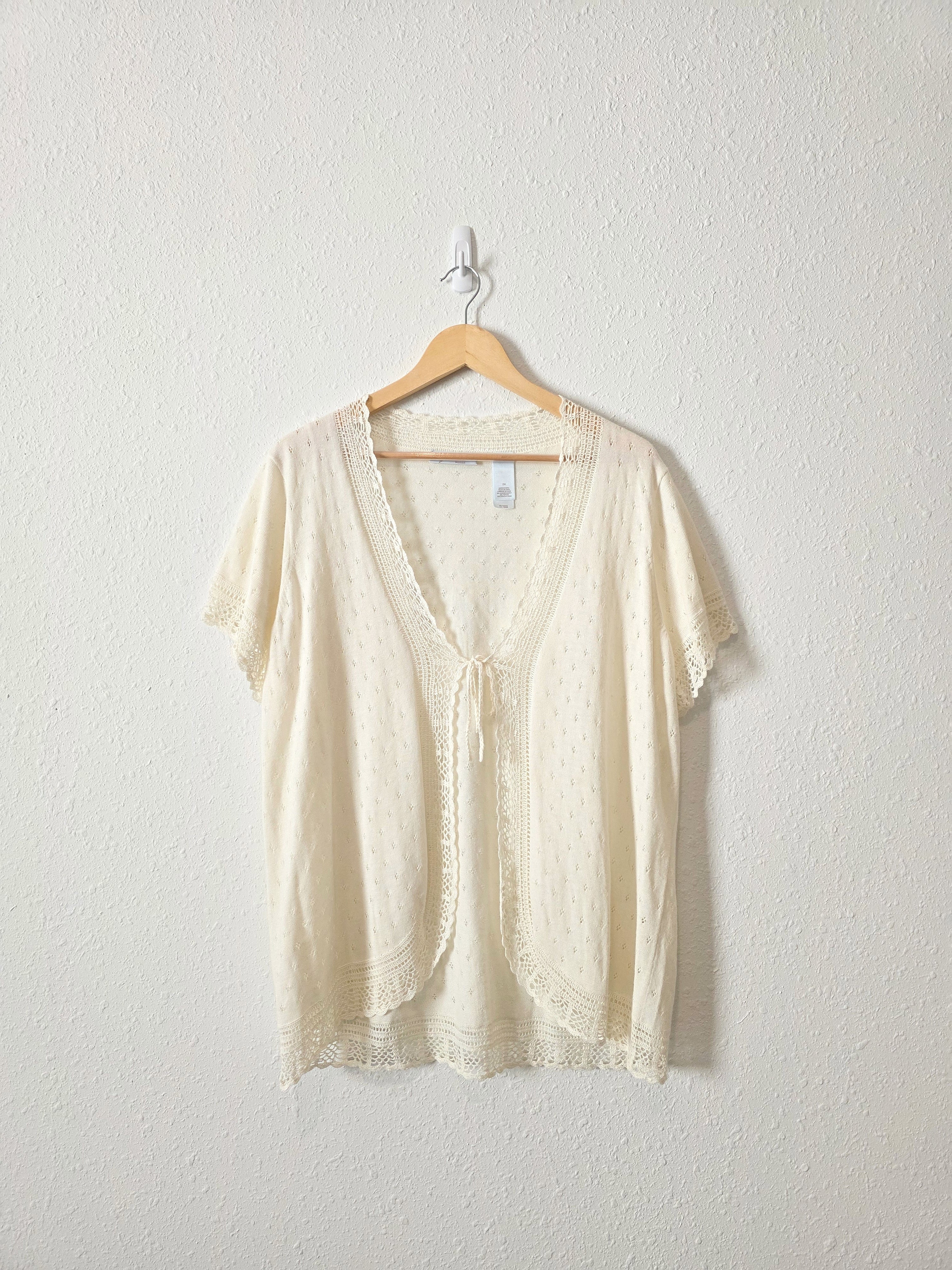 Vintage Tie Front Crochet Top (2X)