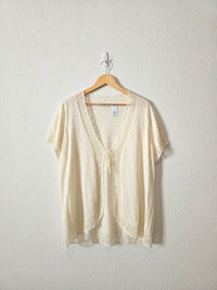 Vintage Tie Front Crochet Top (2X)