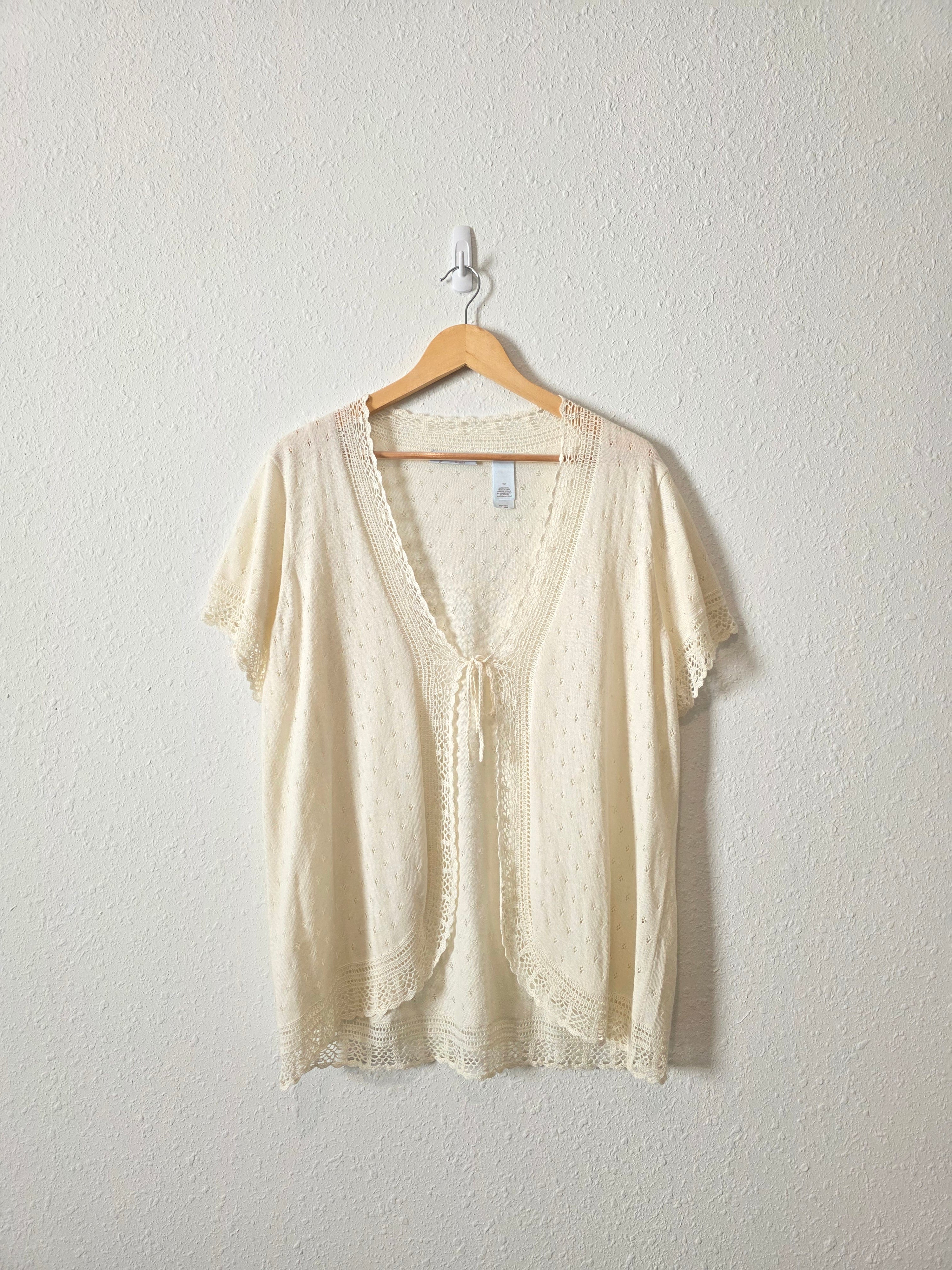 Vintage Tie Front Crochet Top (2X)