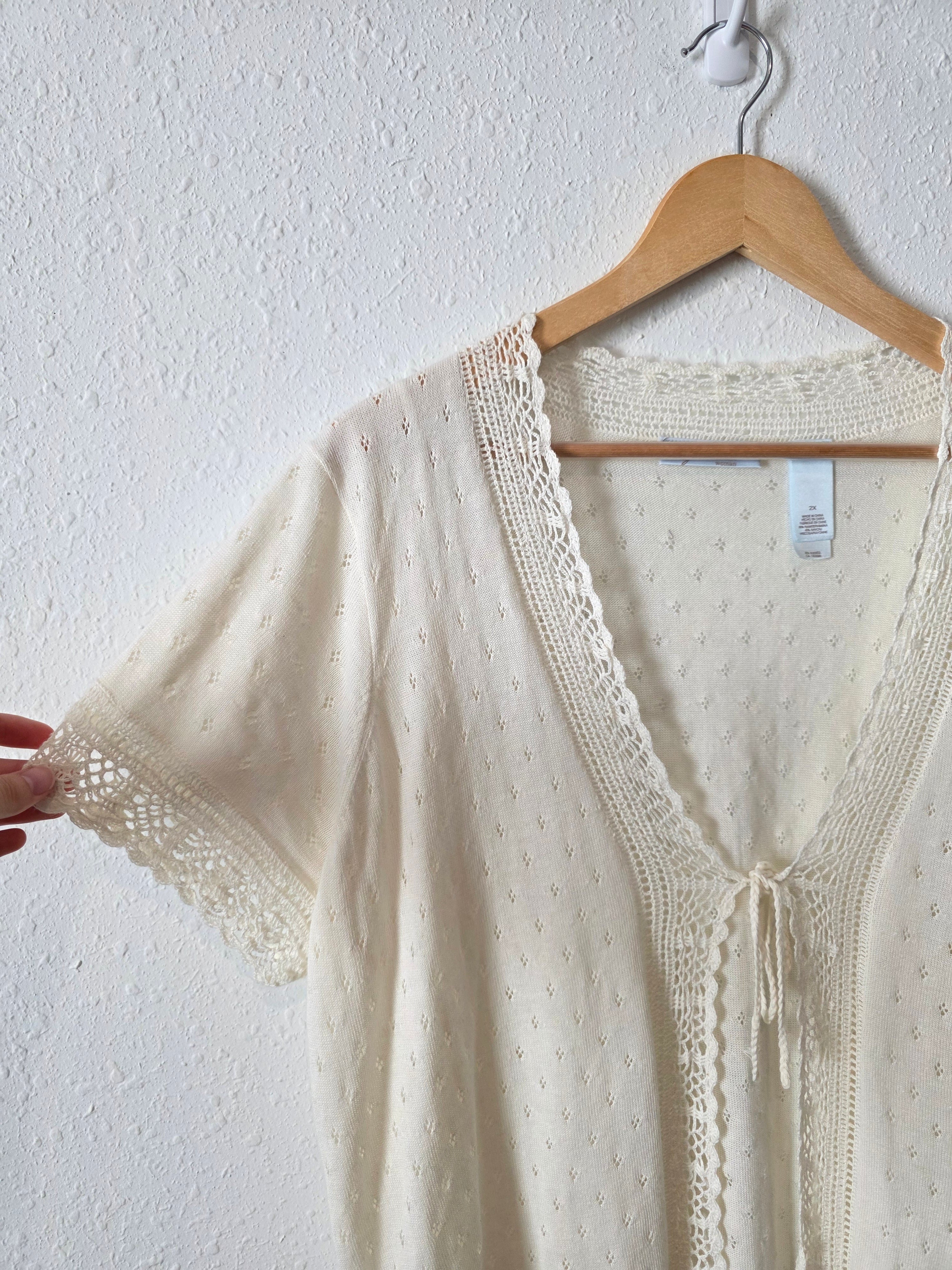 Vintage Tie Front Crochet Top (2X)