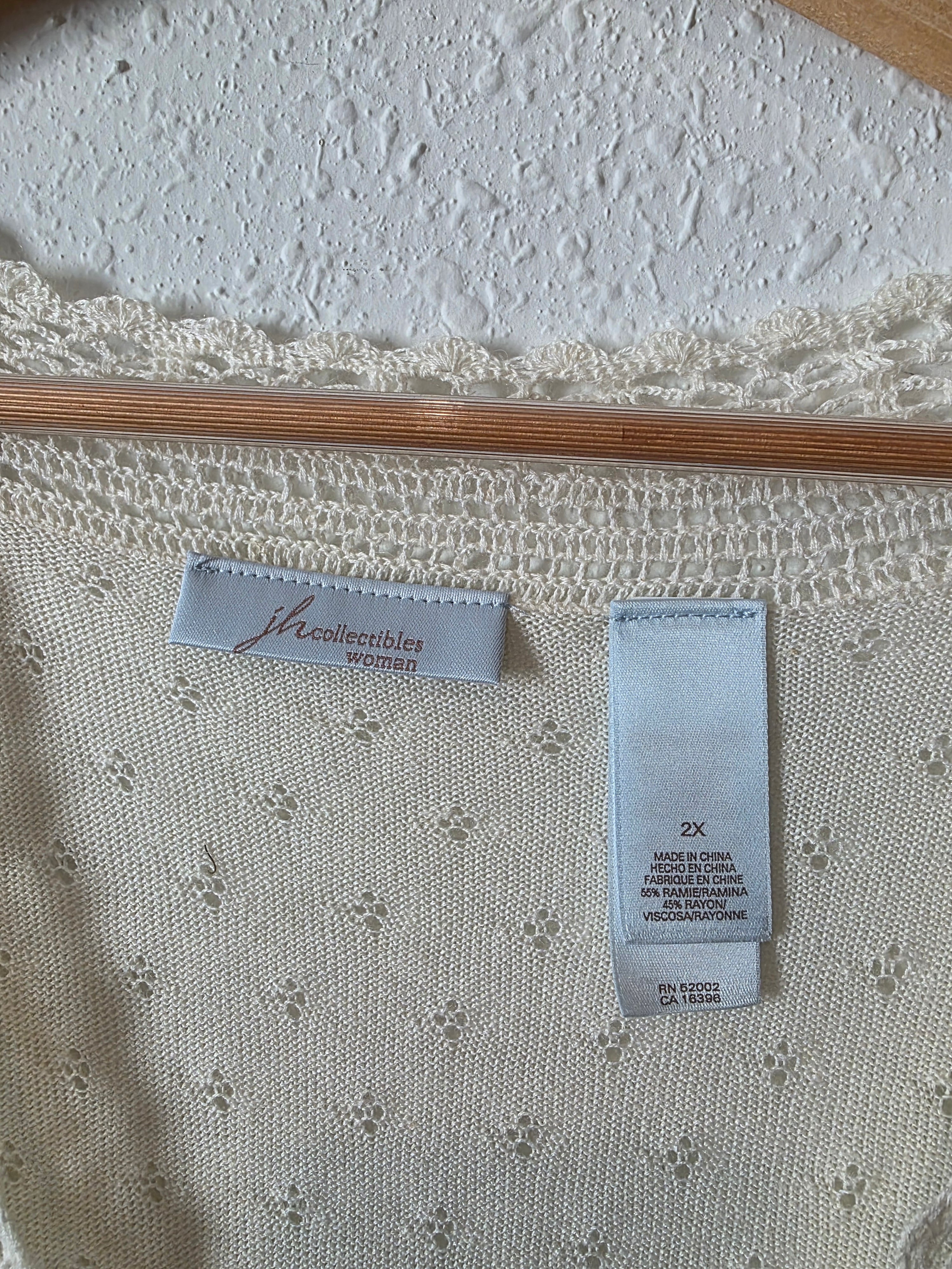 Vintage Tie Front Crochet Top (2X)