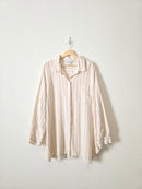Neutral Striped Linen Blend Button Up (2X)