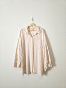 Neutral Striped Linen Blend Button Up (2X)