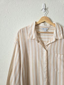 Neutral Striped Linen Blend Button Up (2X)
