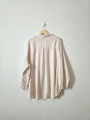 Neutral Striped Linen Blend Button Up (2X)