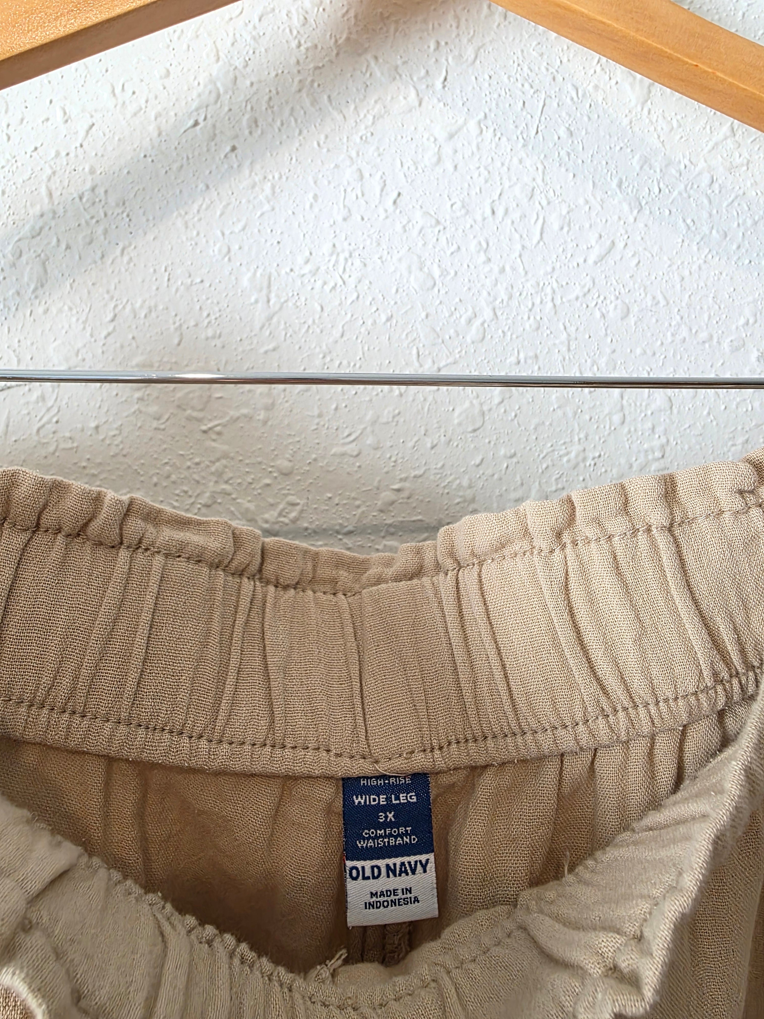 Neutral Gauze Wide Leg Pants (3X)