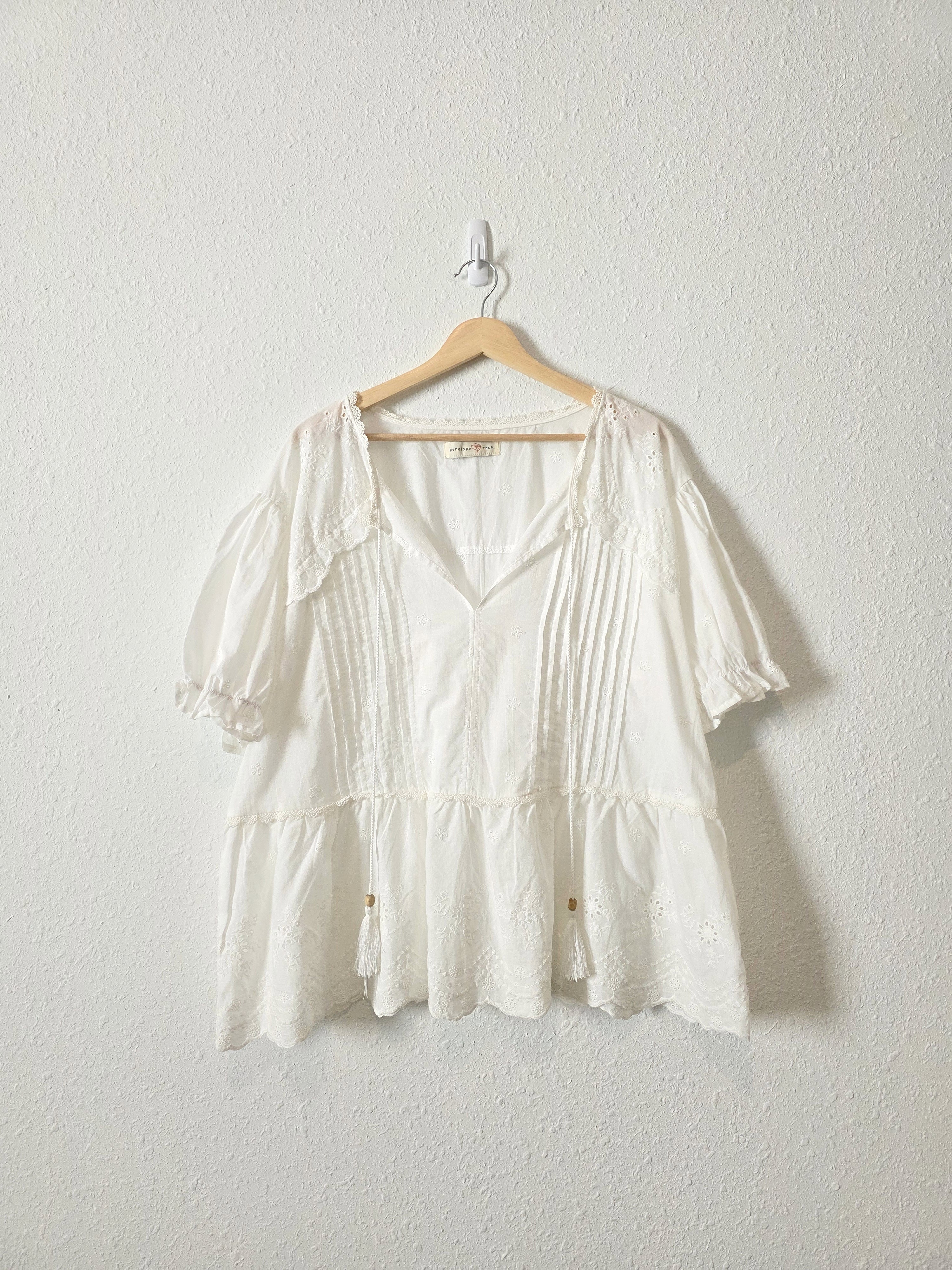 Floral Embroidered Babydoll Top (2X)