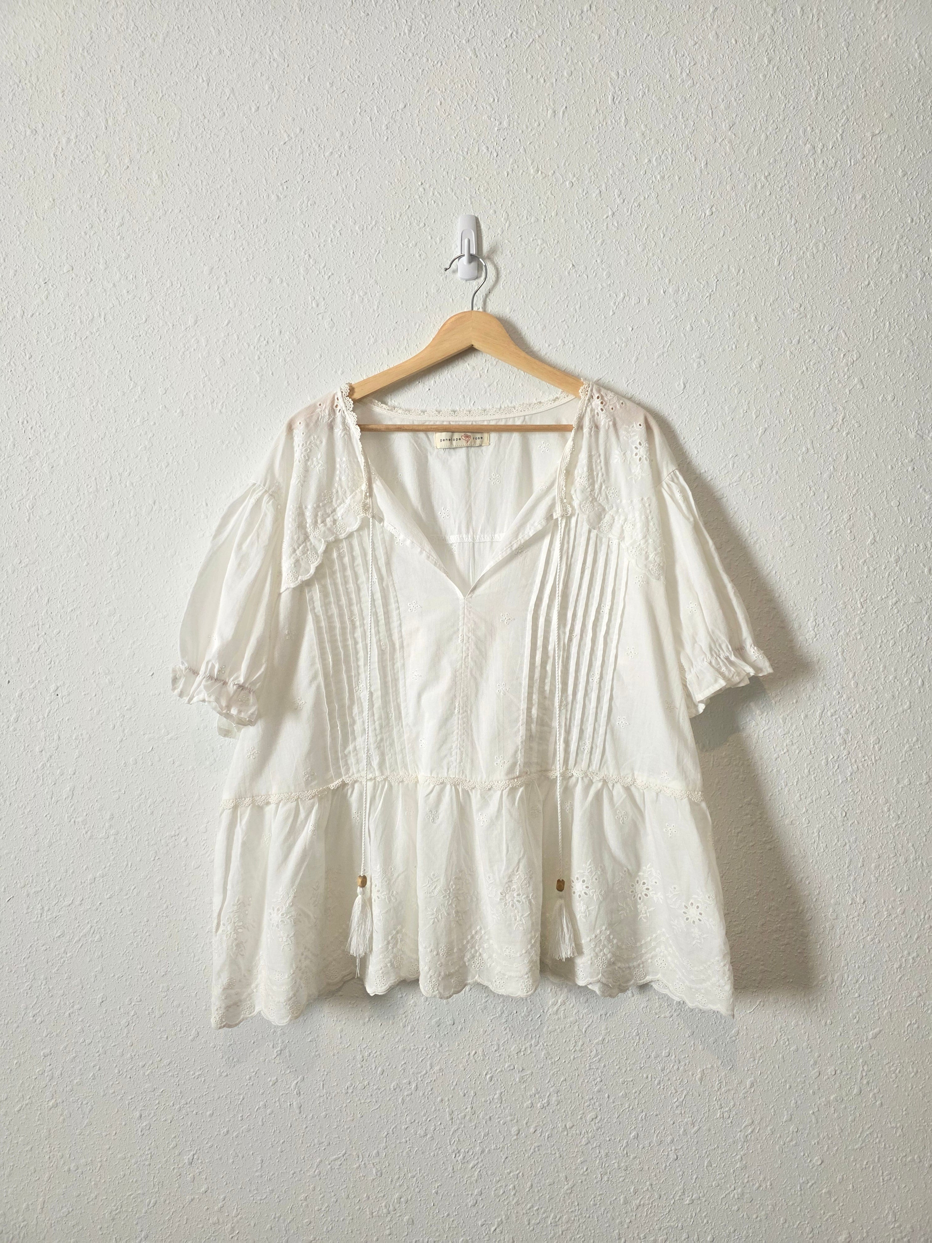 Floral Embroidered Babydoll Top (2X)