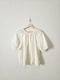 Linen Blend Puff Sleeve Top (XL)