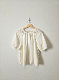 Linen Blend Puff Sleeve Top (XL)