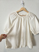 Linen Blend Puff Sleeve Top (XL)