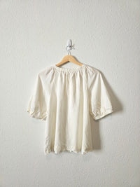 Linen Blend Puff Sleeve Top (XL)