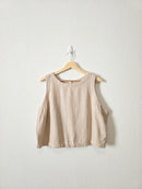 Linen Blend Button Back Tank (XL)