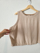 Linen Blend Button Back Tank (XL)