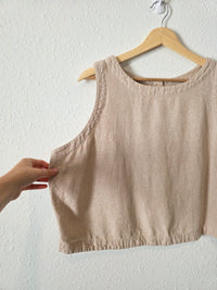 Linen Blend Button Back Tank (XL)