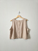 Linen Blend Button Back Tank (XL)