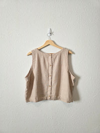 Linen Blend Button Back Tank (XL)