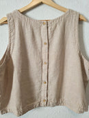 Linen Blend Button Back Tank (XL)