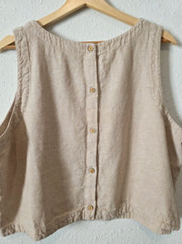 Linen Blend Button Back Tank (XL)