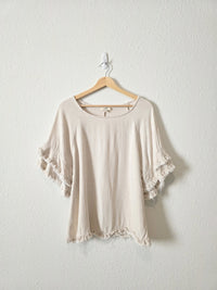 Umgee Oat Linen Cotton Top (L)