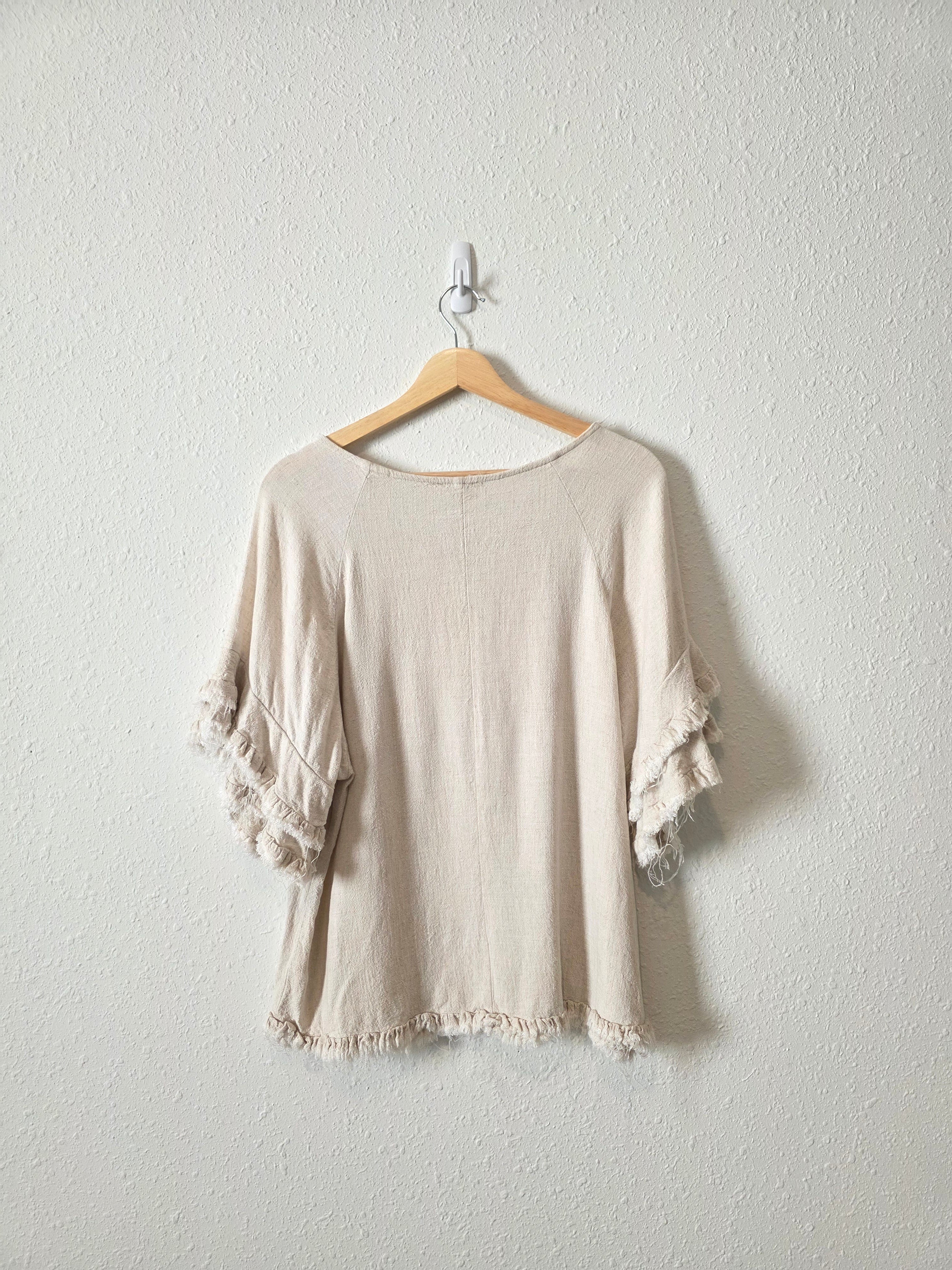 Umgee Oat Linen Cotton Top (L)