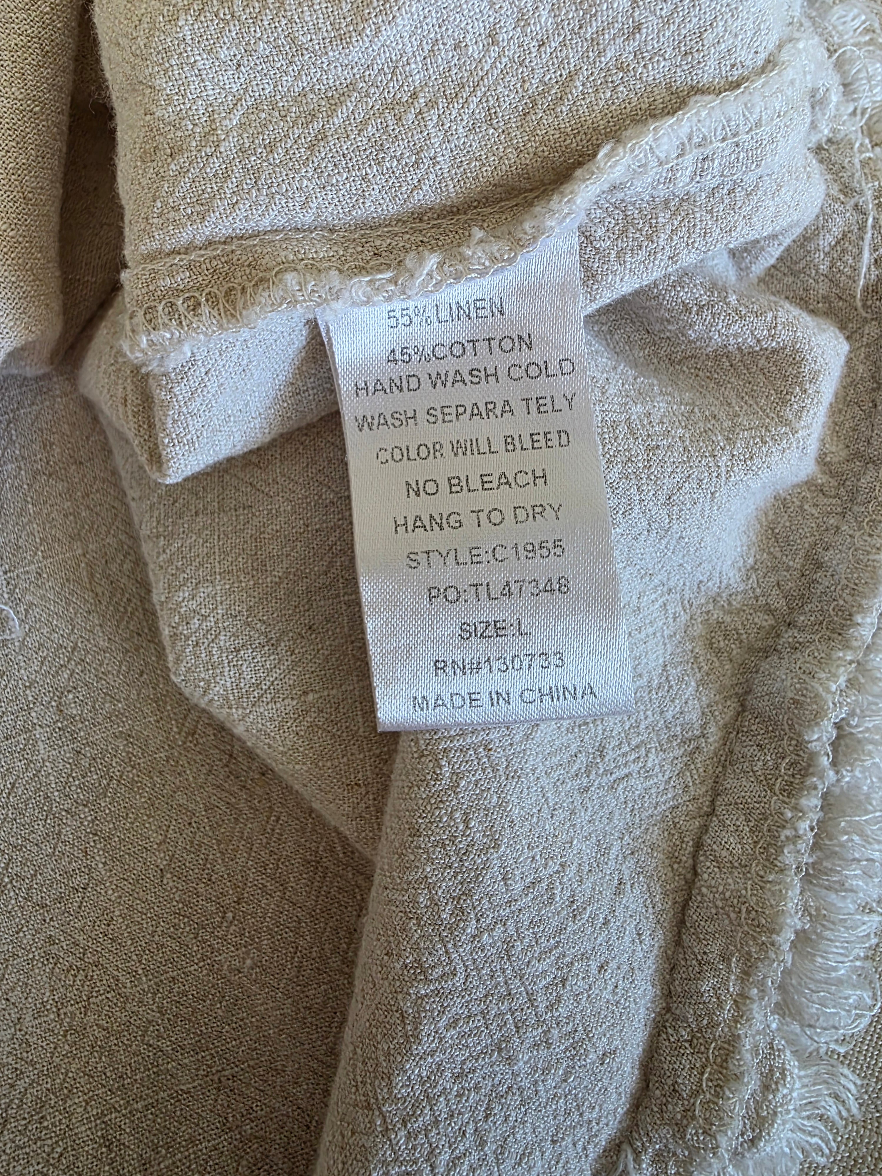 Umgee Oat Linen Cotton Top (L)