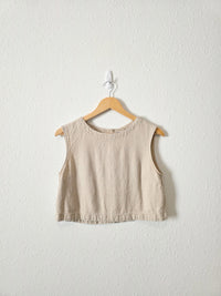 Linen Blend Button Back Tank (S)