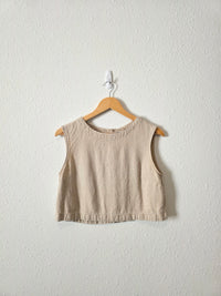 Linen Blend Button Back Tank (S)