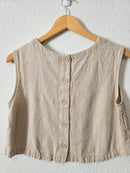Linen Blend Button Back Tank (S)