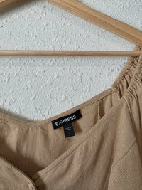 Linen Blend Puff Sleeve Blouse (L)