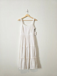 NEW White Tiered Midi Dress (M)