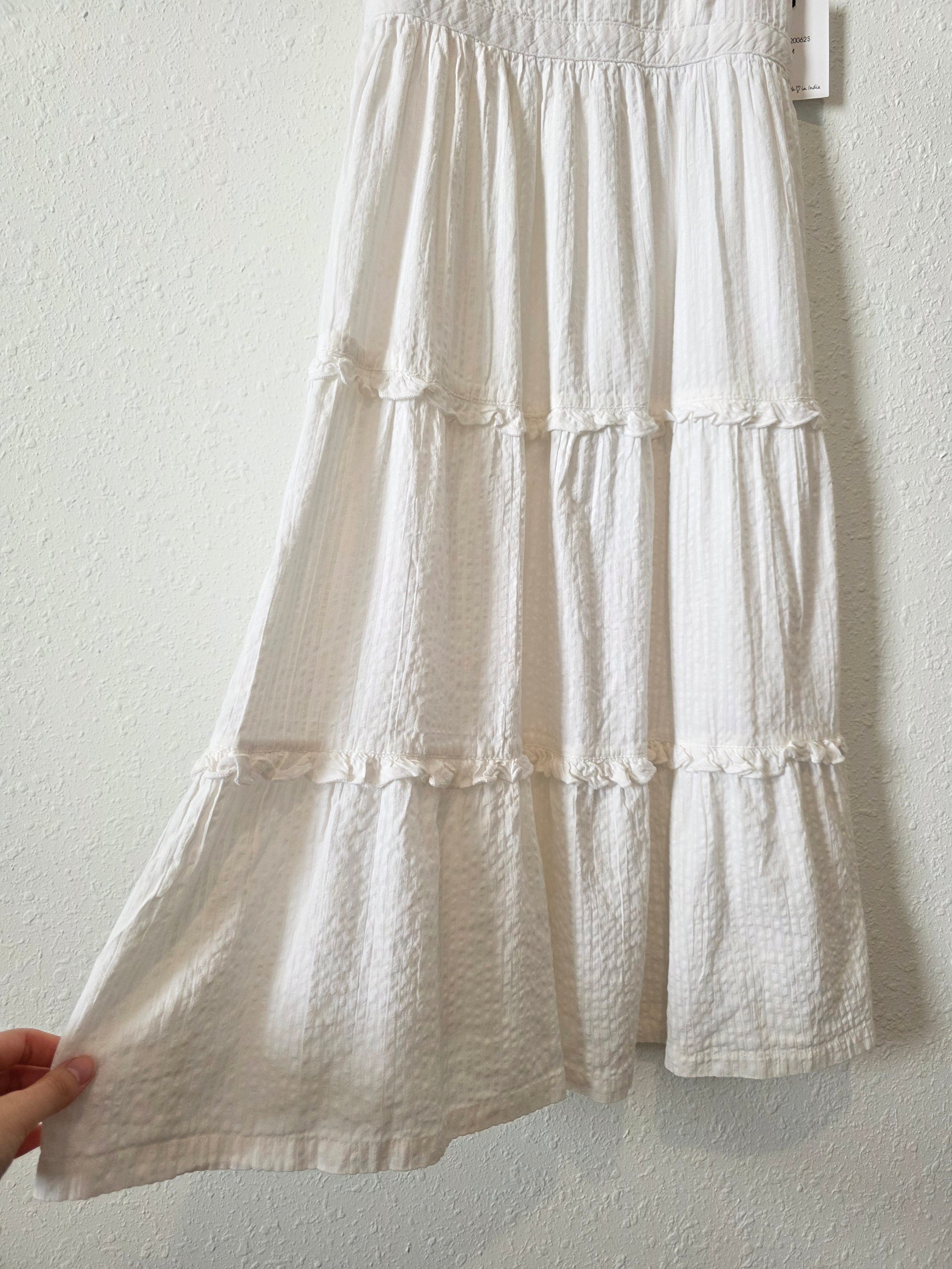 NEW White Tiered Midi Dress (M)