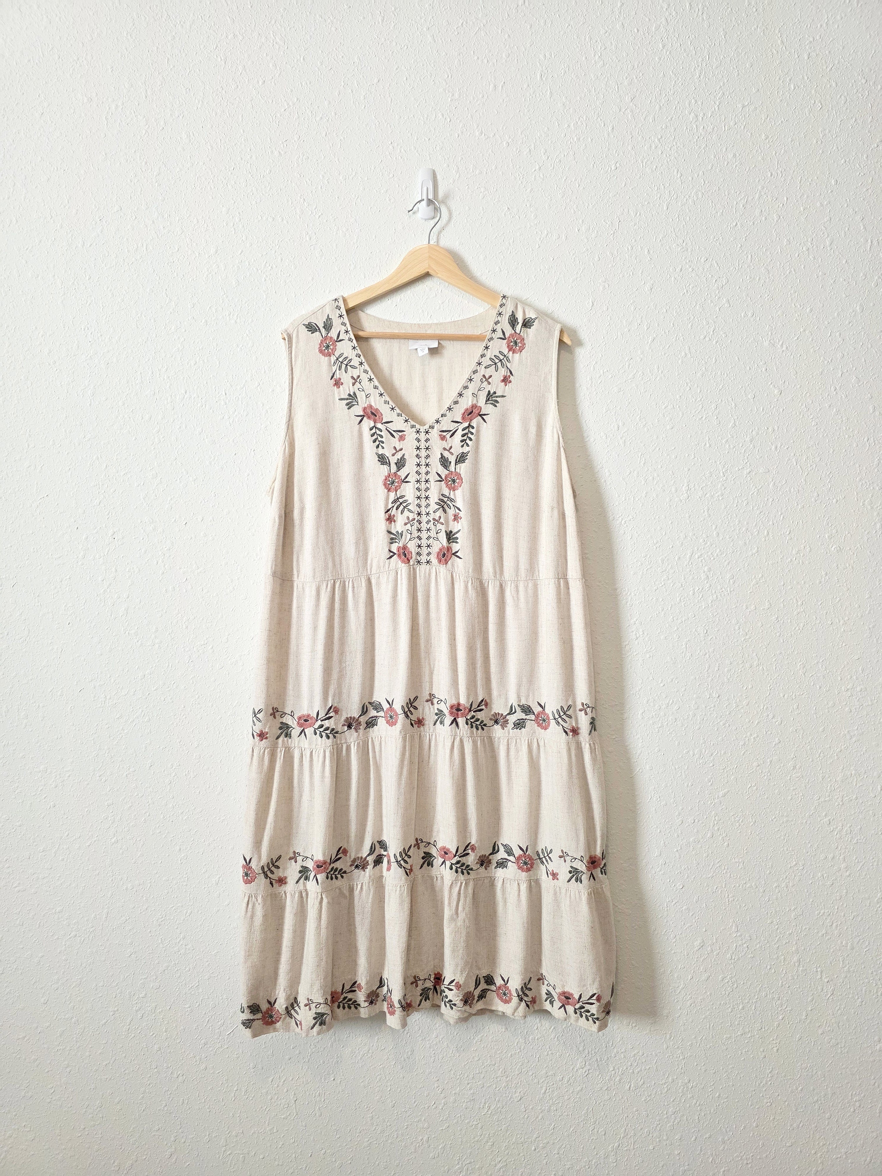 J.Jill Floral Embroidered Midi Dress (XL)
