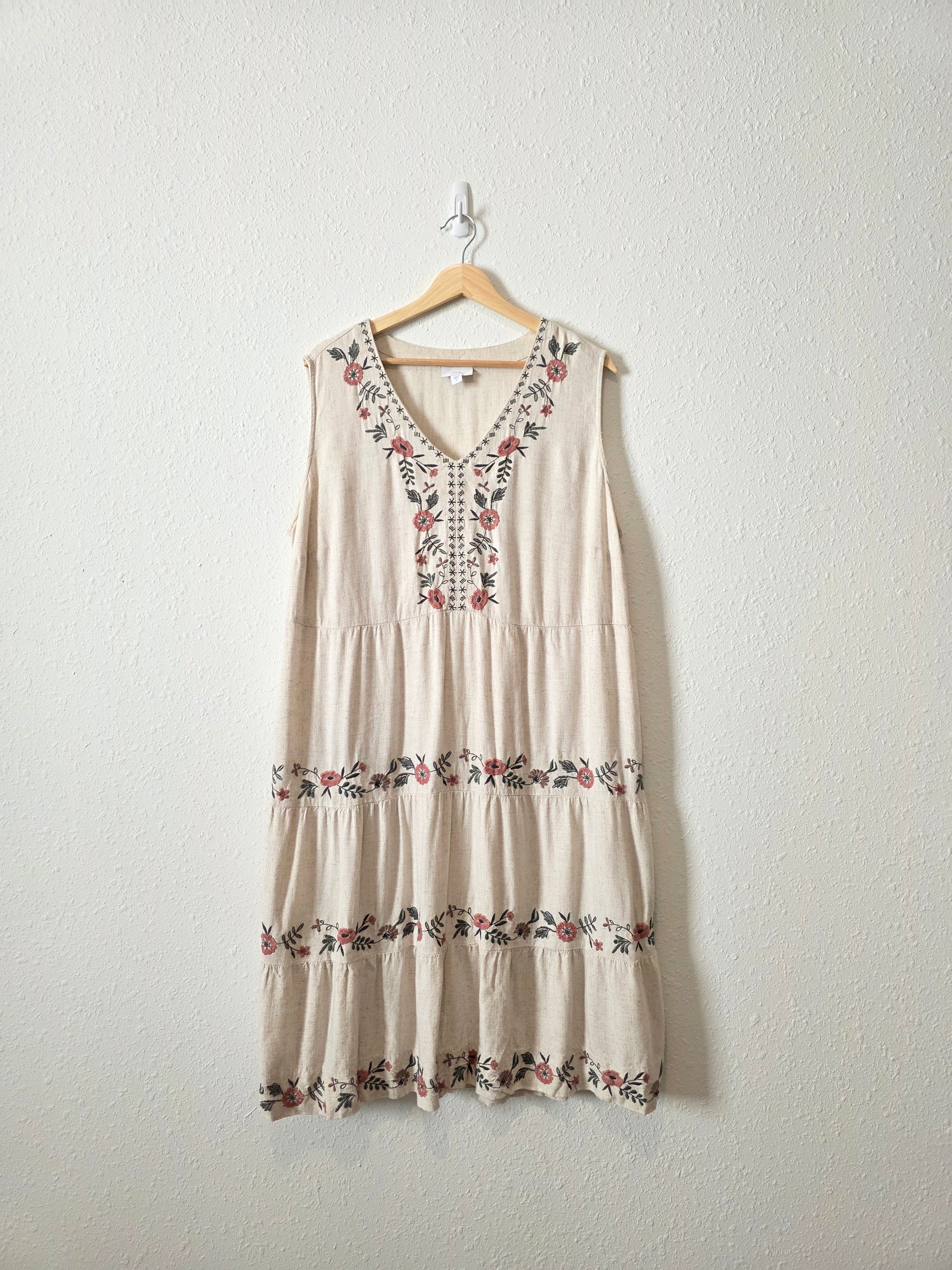 J.Jill Floral Embroidered Midi Dress (XL)