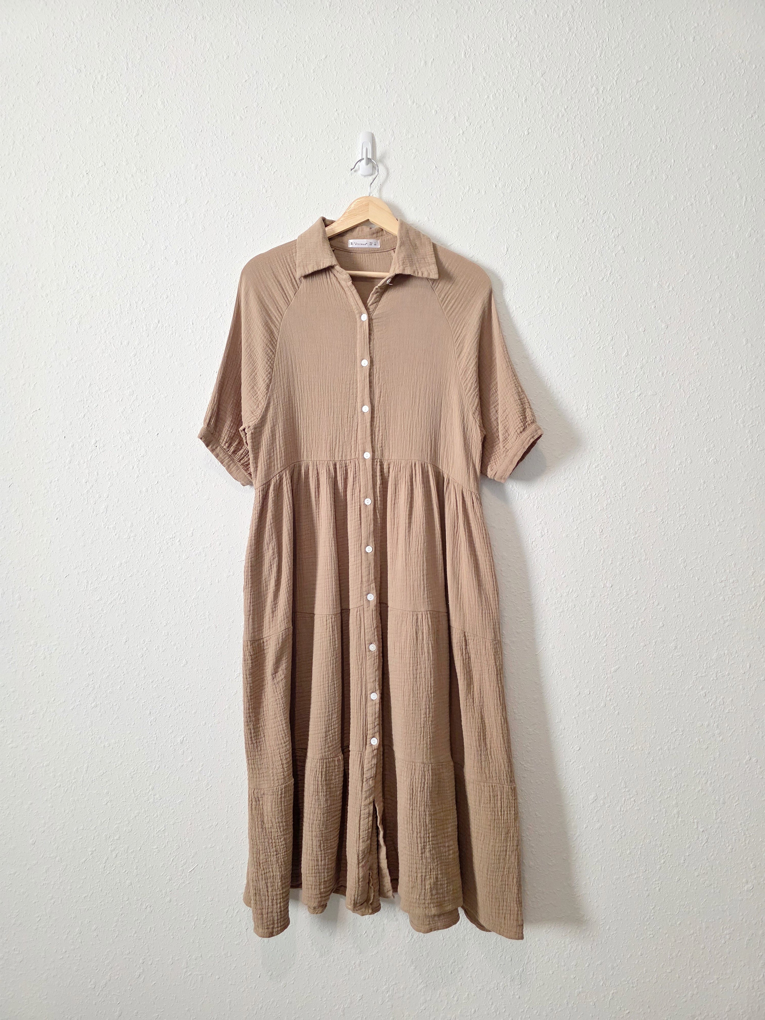 Brown Gauze Midi Dress (S)
