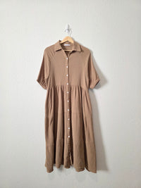 Brown Gauze Midi Dress (S)
