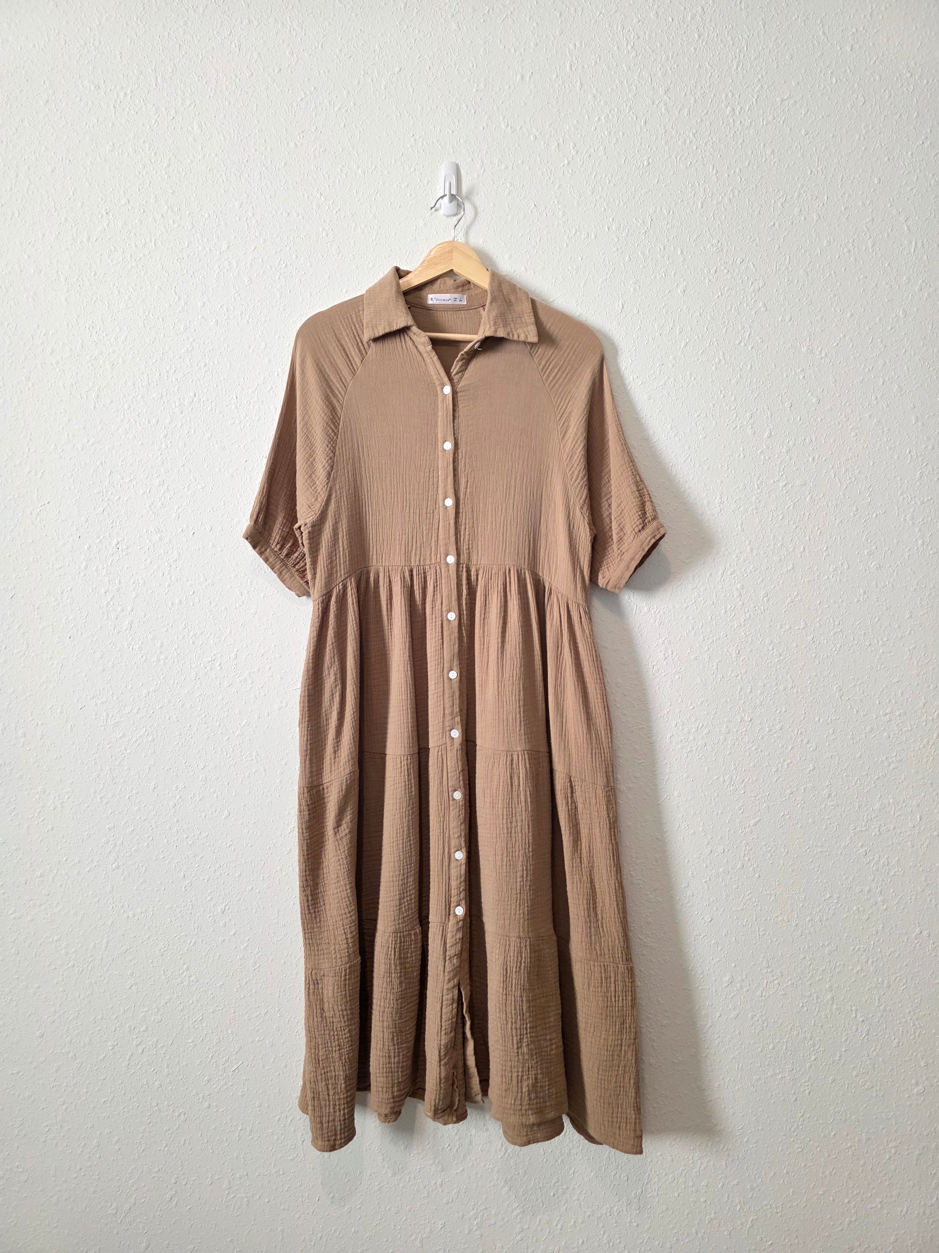 Brown Gauze Midi Dress (S)
