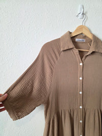 Brown Gauze Midi Dress (S)