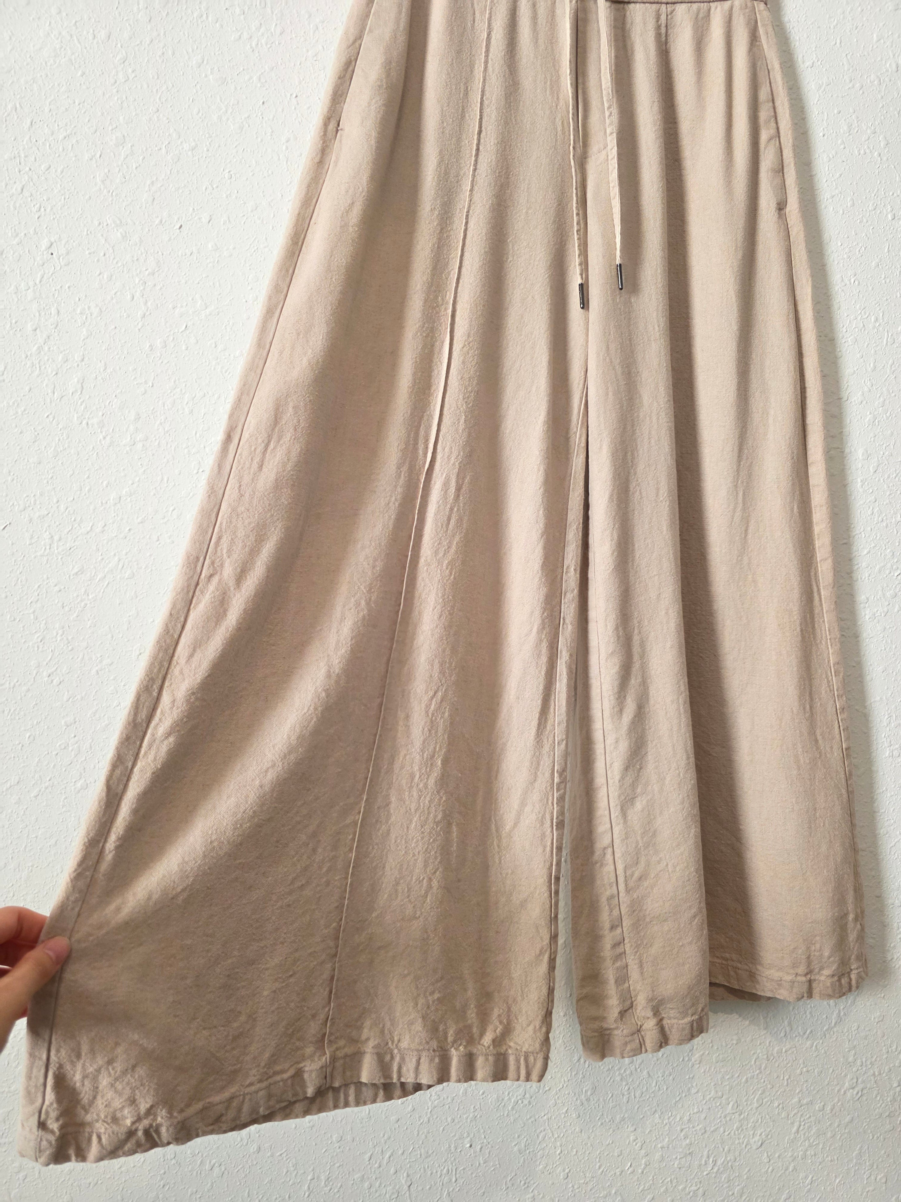 Linen Blend Wide Leg Pants (XS)