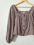 Madewell Puff Sleeve Checkered Top (M)