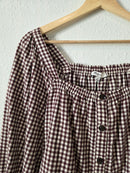 Madewell Puff Sleeve Checkered Top (M)