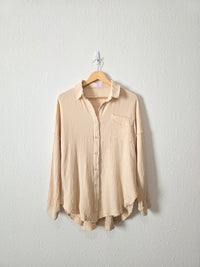 Pink Lily Cotton Gauze Button Up (S)