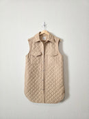 Neutral Button Up Quilted Vest (S)