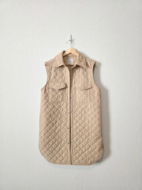 Neutral Button Up Quilted Vest (S)