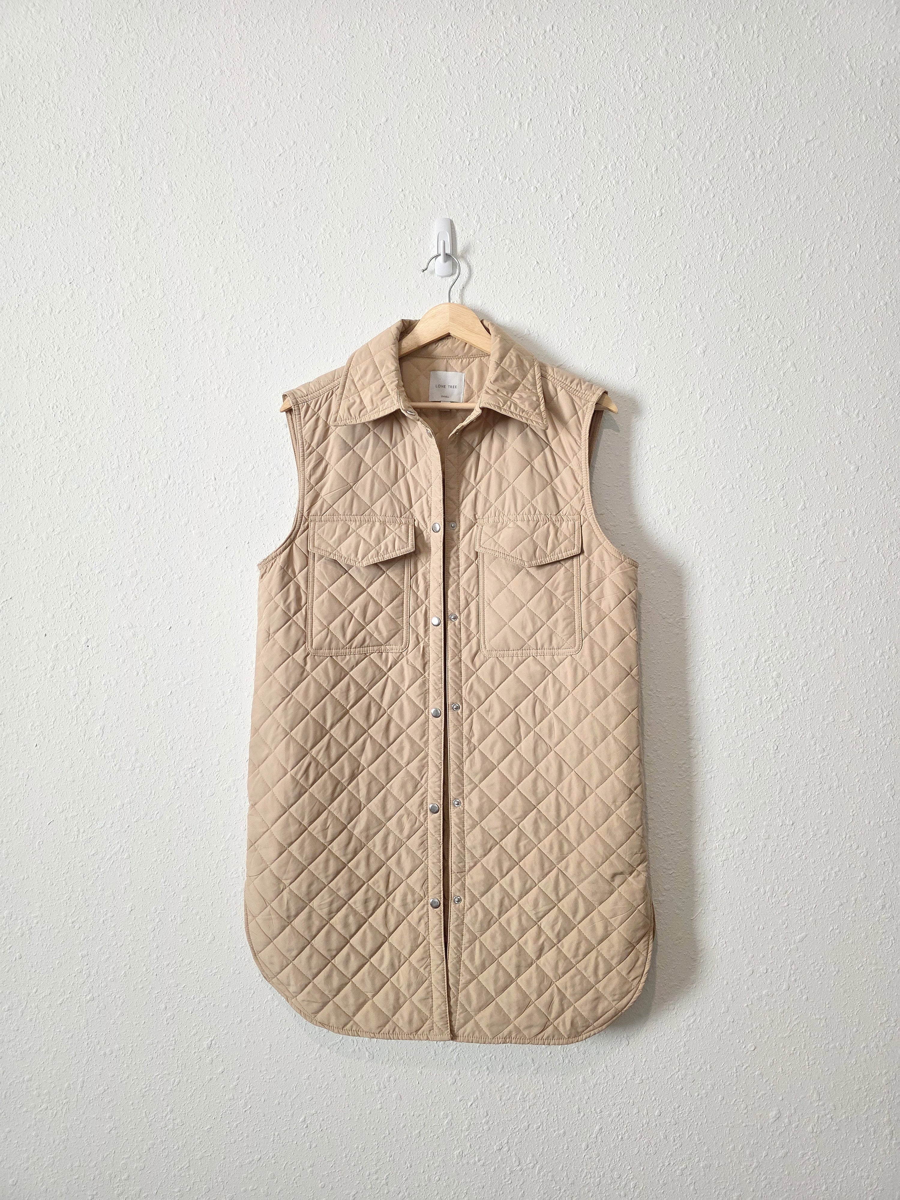 Neutral Button Up Quilted Vest (S)