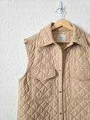 Neutral Button Up Quilted Vest (S)