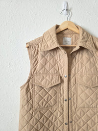 Neutral Button Up Quilted Vest (S)