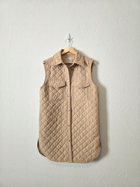 Neutral Button Up Quilted Vest (S)