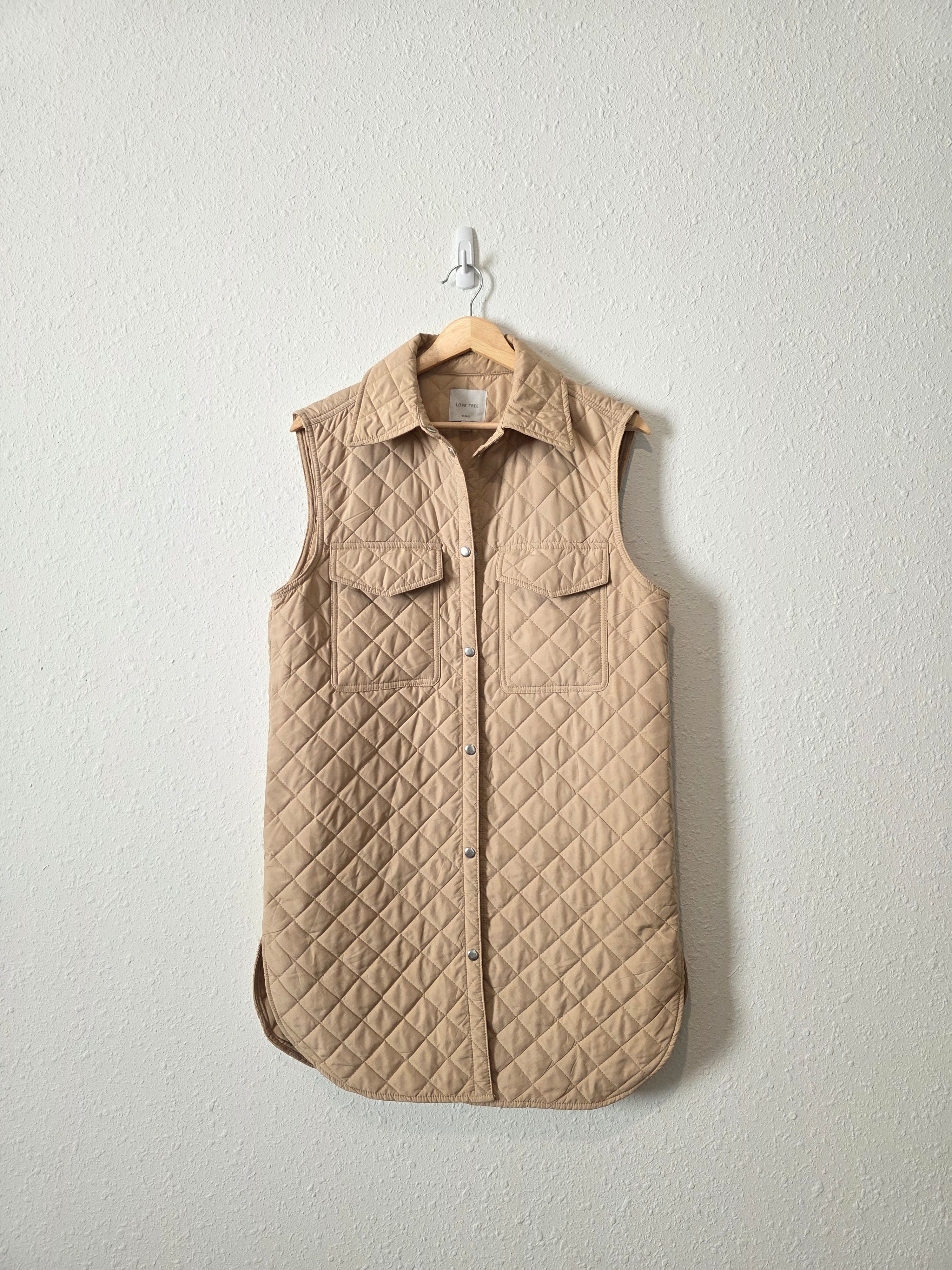 Neutral Button Up Quilted Vest (S)